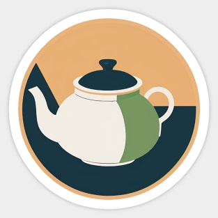 Modern Teapot Circular Design Sticker